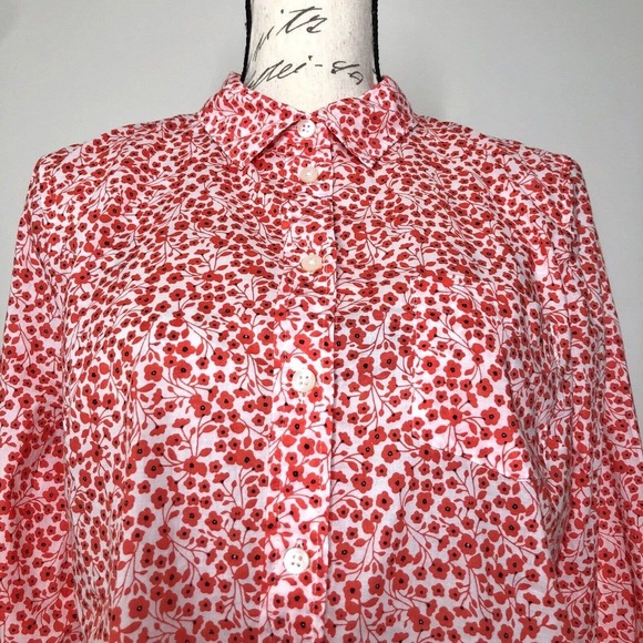J. by J.Crew Ditsy Floral Cotton Button Front Long Sleeve Classic Top Medium - Picture 7 of 14